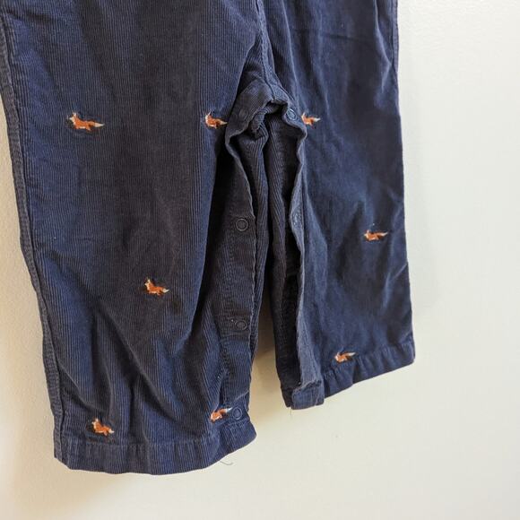 Kitestrings Overalls Boys Sz 24m Fox Embroidered Navy Hartstrings Cute - Picture 3 of 5